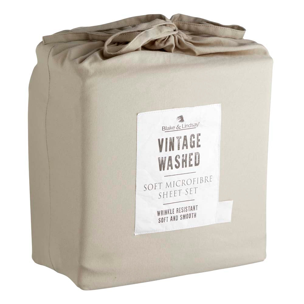 Queen Size Vintage Washed Soft Microfibre Sheet Set for Bed