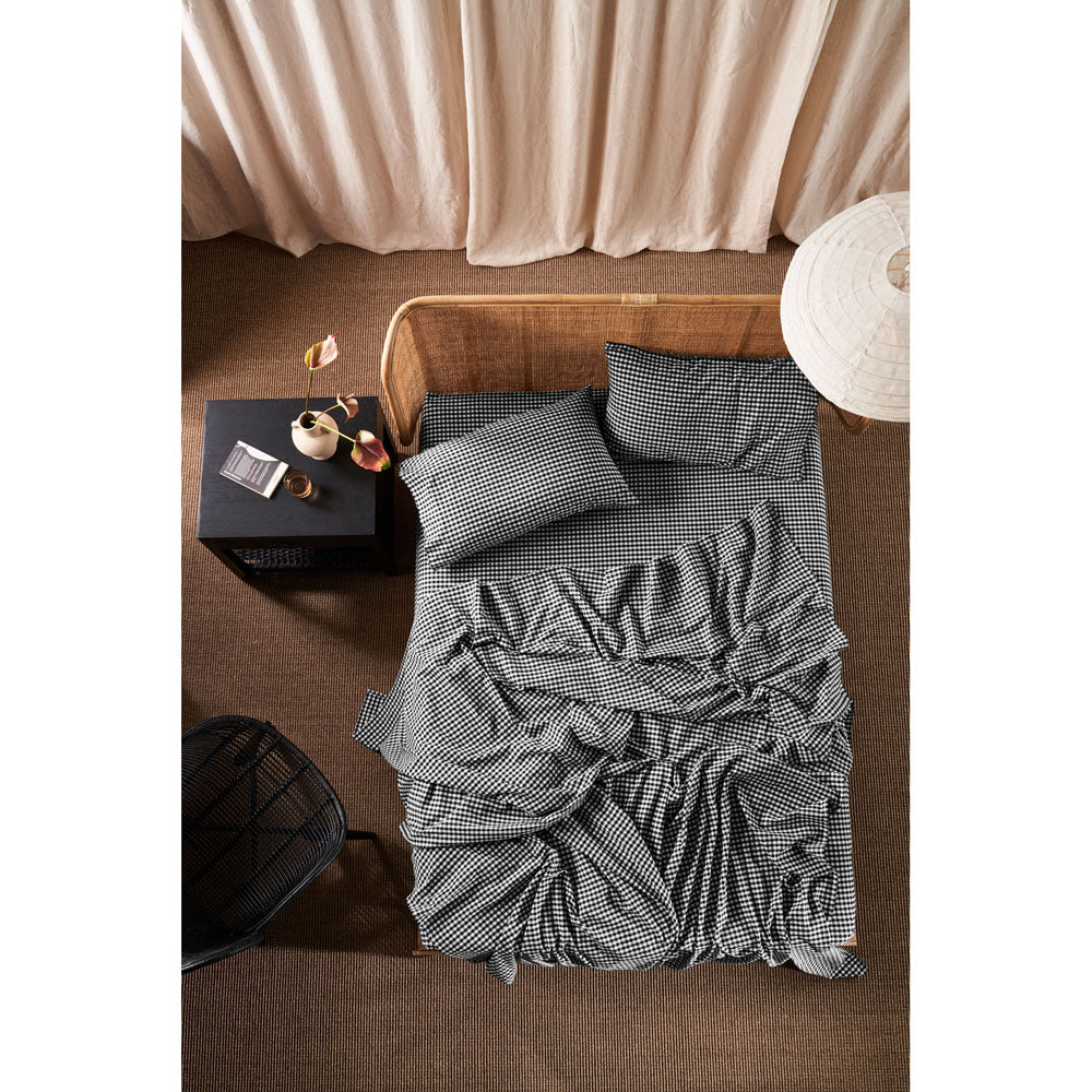 Soft Washed Cotton Black Single Bed Sheet Set by Springsteen