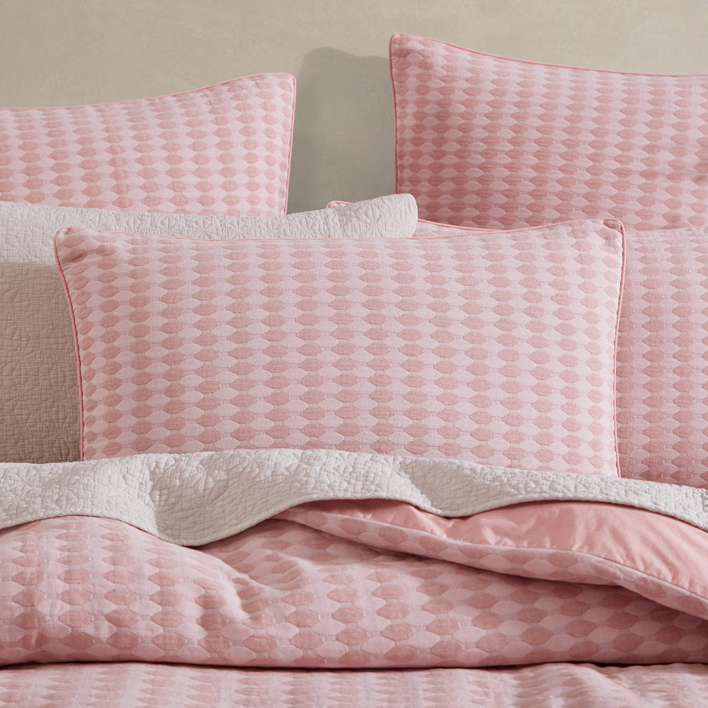 Frankie Blush Square Filled Decorative Bedroom Cushion