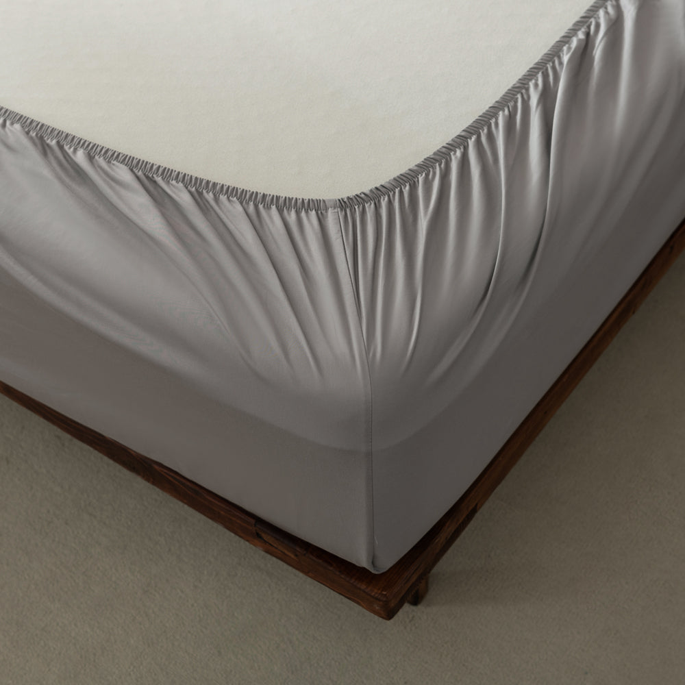 400TC Pewter Casey Cotton Sheet Set for Split Queen Bed 50cm