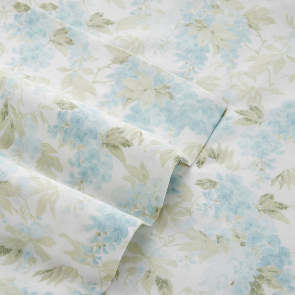 Laura Ashley Rena Double Bed Sheet Set in Teal Color with Cottage - style Design