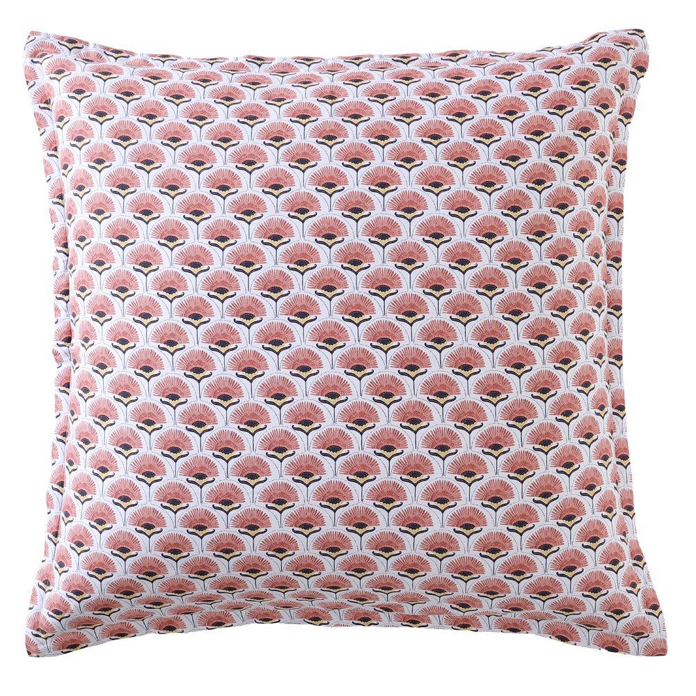 Lumiere Pink Indian - Inspired Floral European Pillowcase on White Base