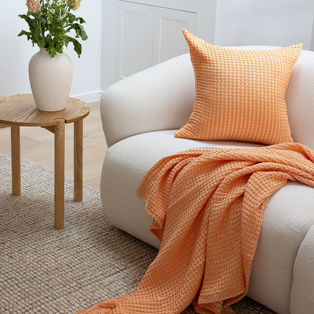 Luxurious Reversible Dora Peach Waffle Throw