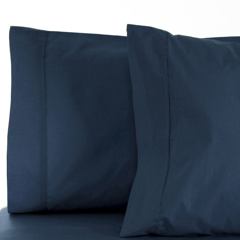 La Via King-Sized Mega 100% Cotton Flat Sheet with 400 Thread Count in Navy Color for Bed