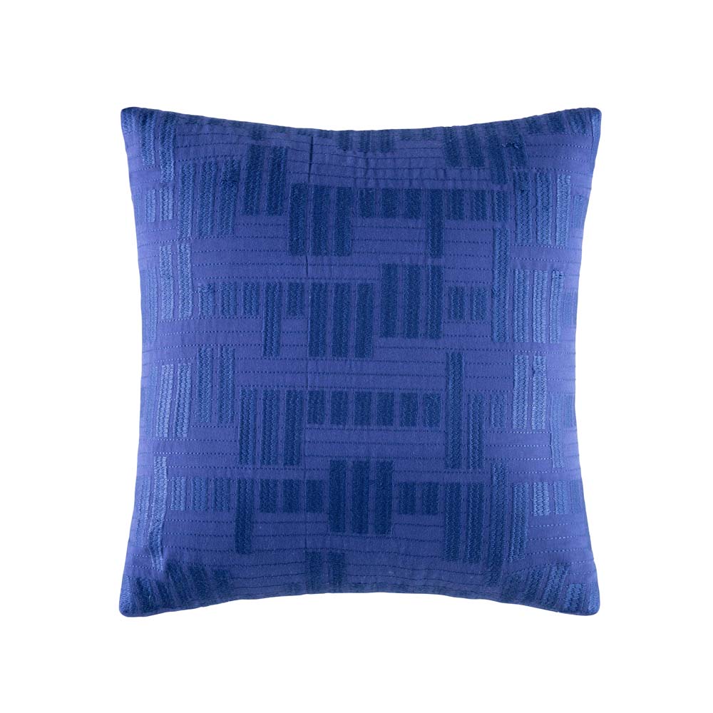 KAS Decorative Fallow Blue Square Filled Embroidered Cushion for Interior Decoration