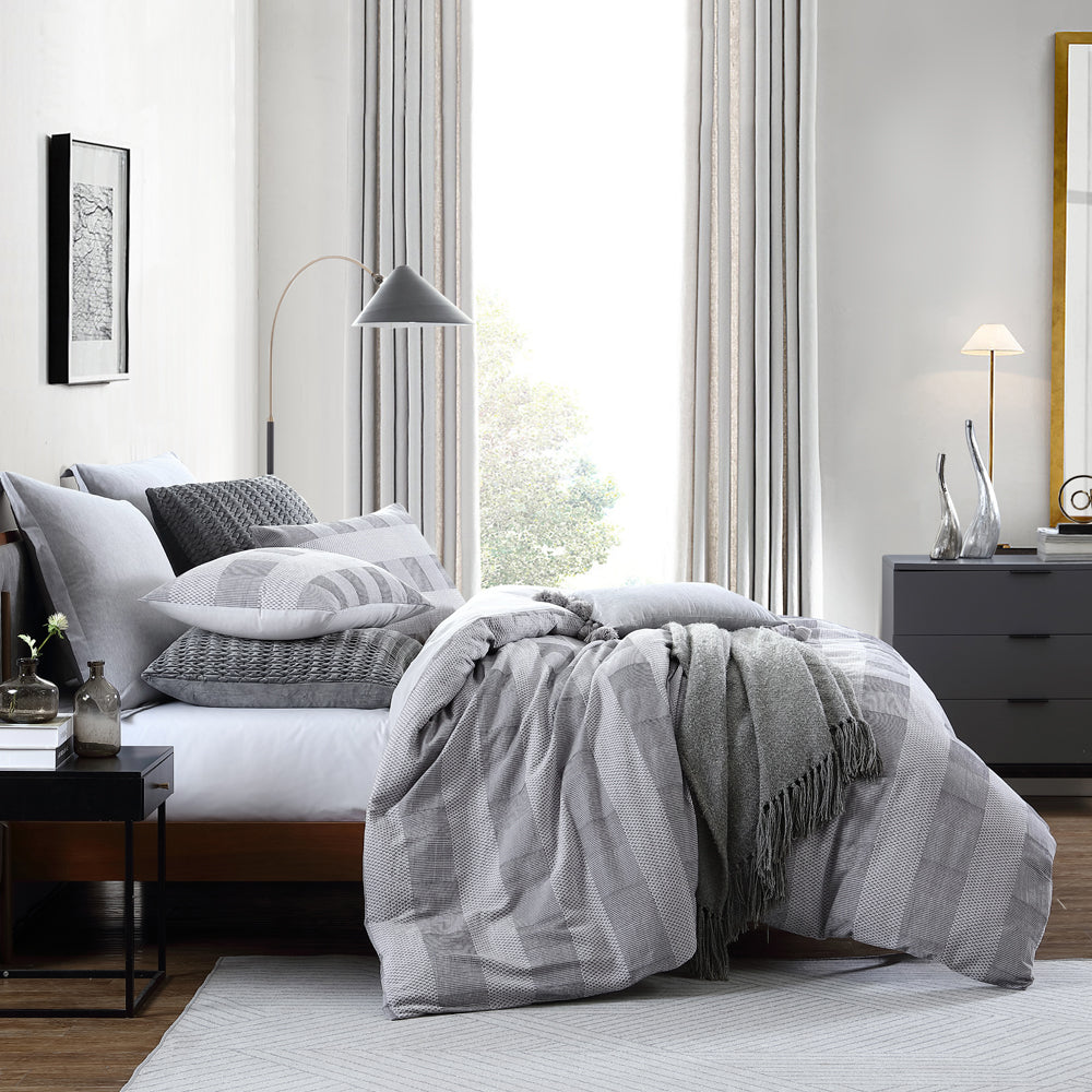 Queen Size Subi Grey Luxury Quilt Cover Set for Bed