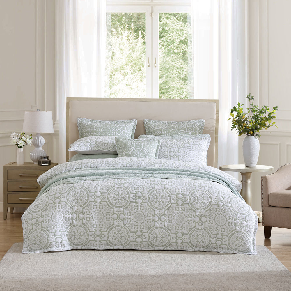 Mayfair Sage Super King Size Luxury Quilt Cover Set for Bed Decoration