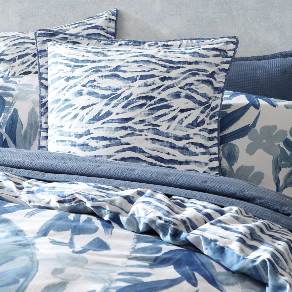 European-style Atherton Blue Pillowcase with Abstract Animal Print