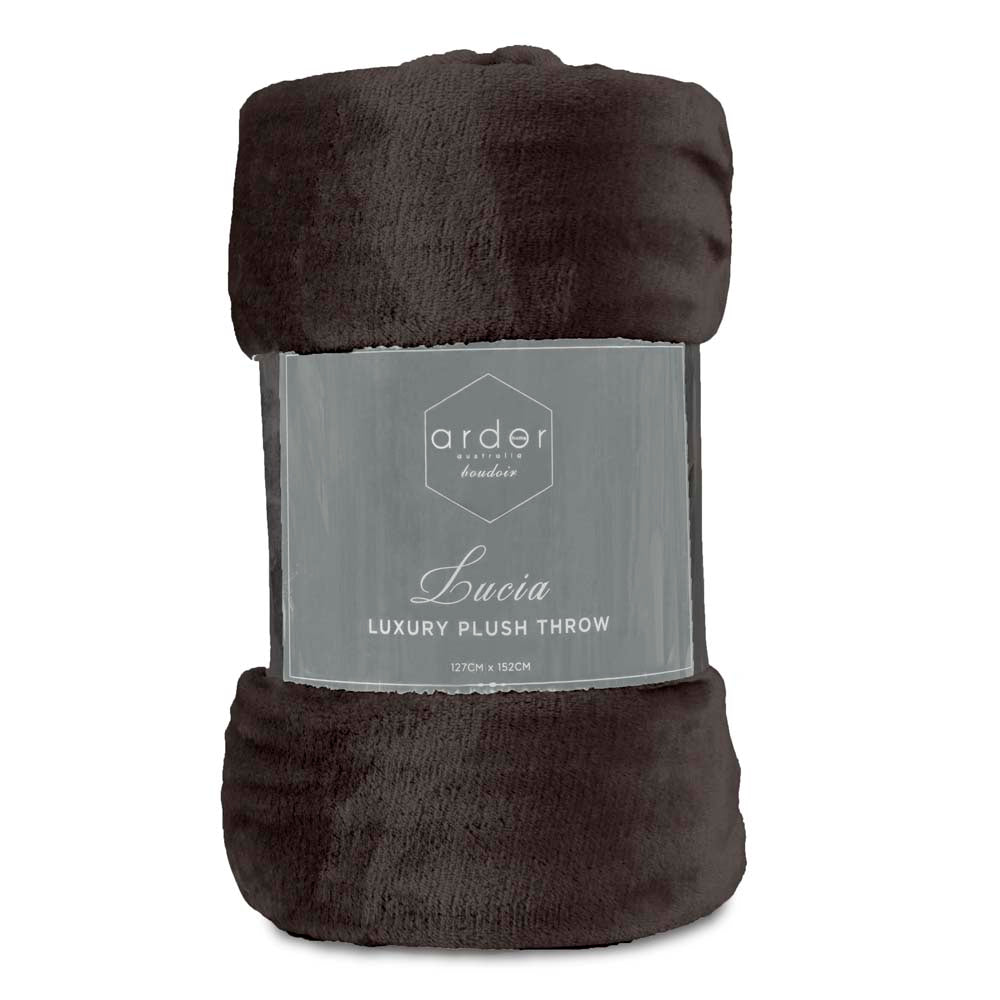 Lucia Super-Soft Charcoal Plush Throw for Winter