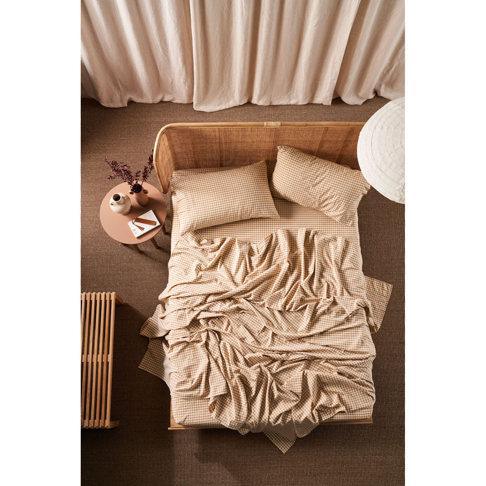 Linen House Springsteen Caramel Bed Sheet Set for Double Bed, Soft and Comfortable