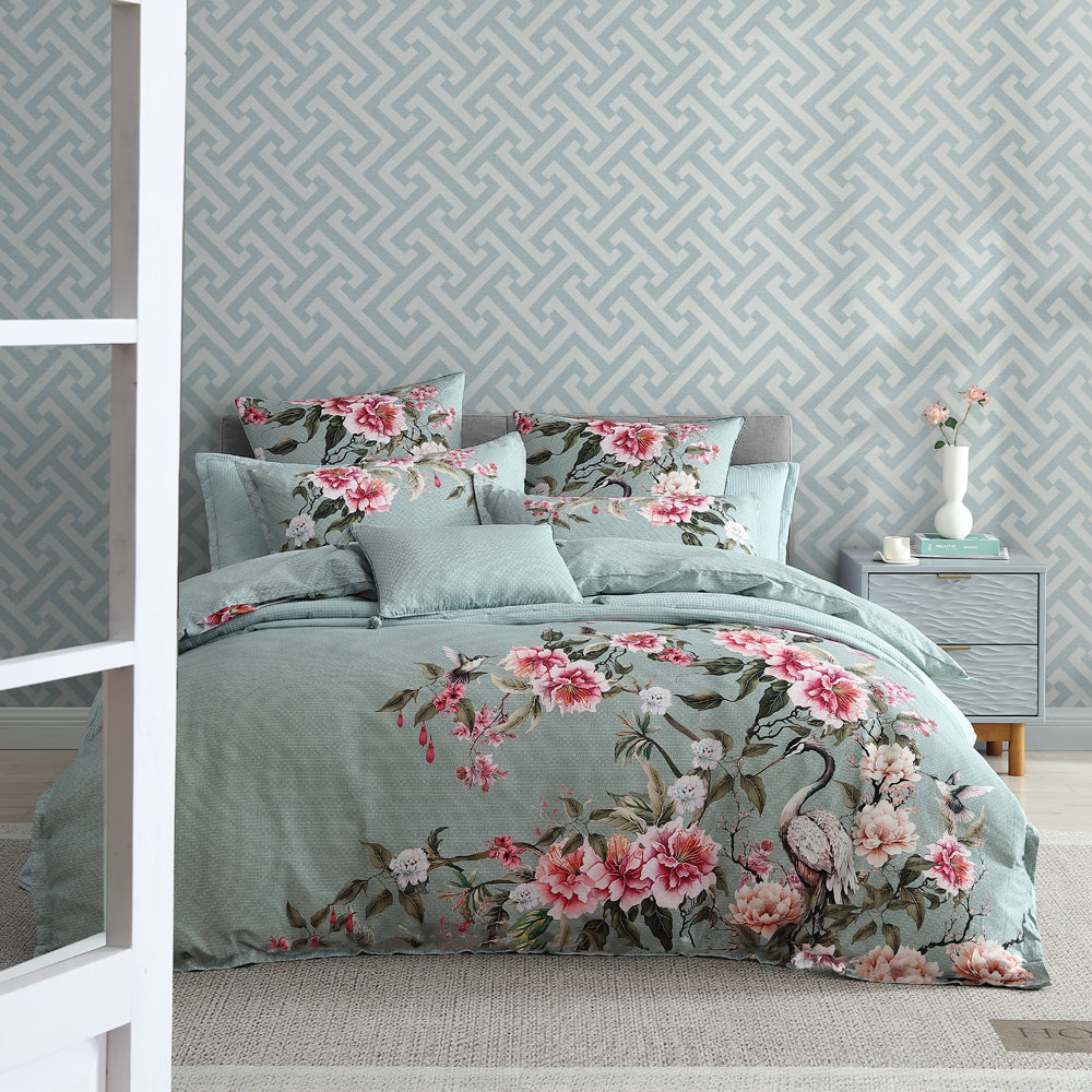 Logan and Mason Lisha Sage Luxury Quilt Cover Set for King-Sized Bed