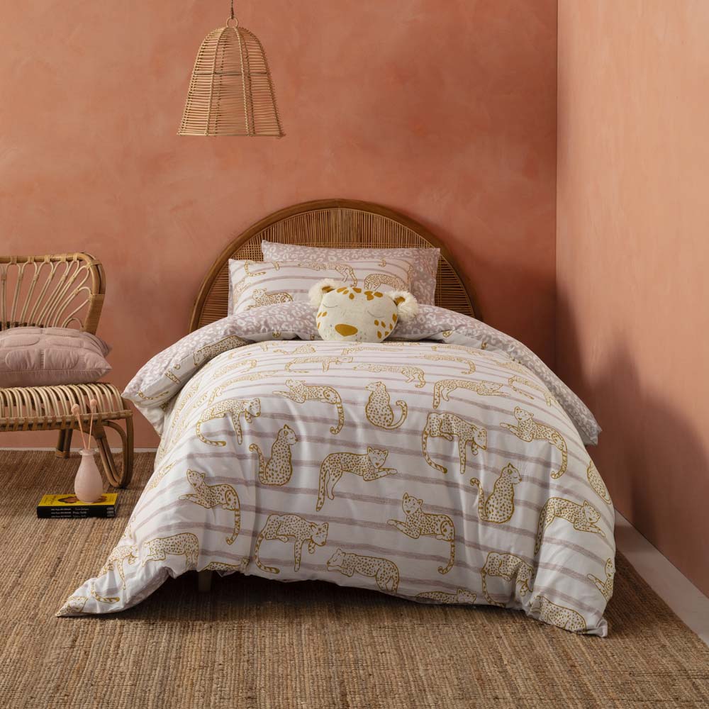 Double Bed KAS Kids Lazy Leopard-themed Quilt Cover Set