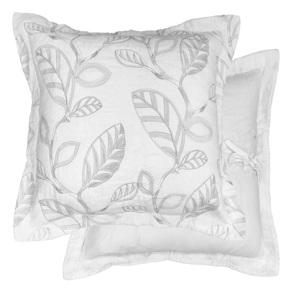 European Pillowcase with Elegant Botanical Leaves Design