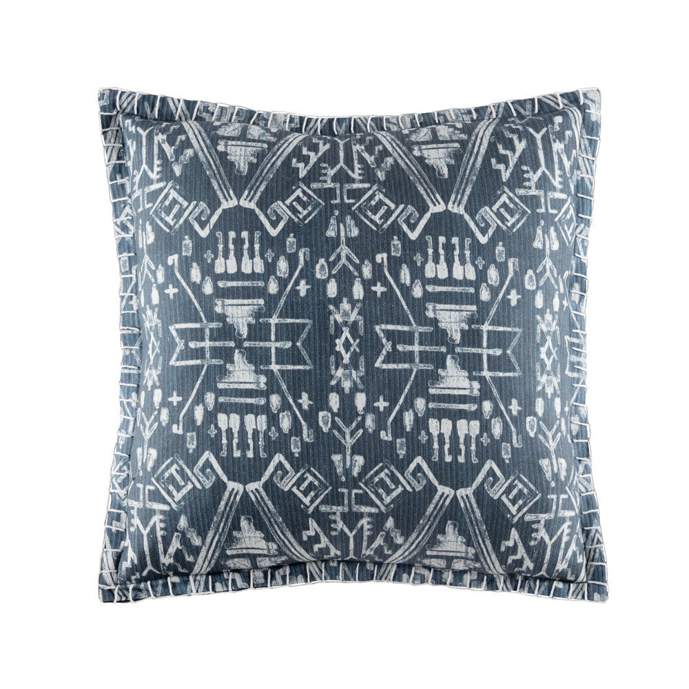 KAS Seko Stylish Indigo Colored Square-Shaped Filled Decorative Cushion