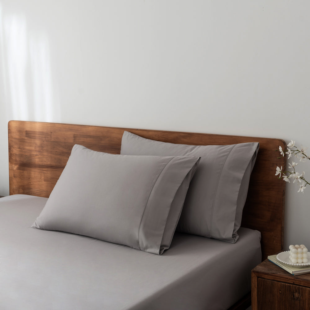 400TC Pewter Casey Cotton Sheet Set for Split Queen Bed 50cm