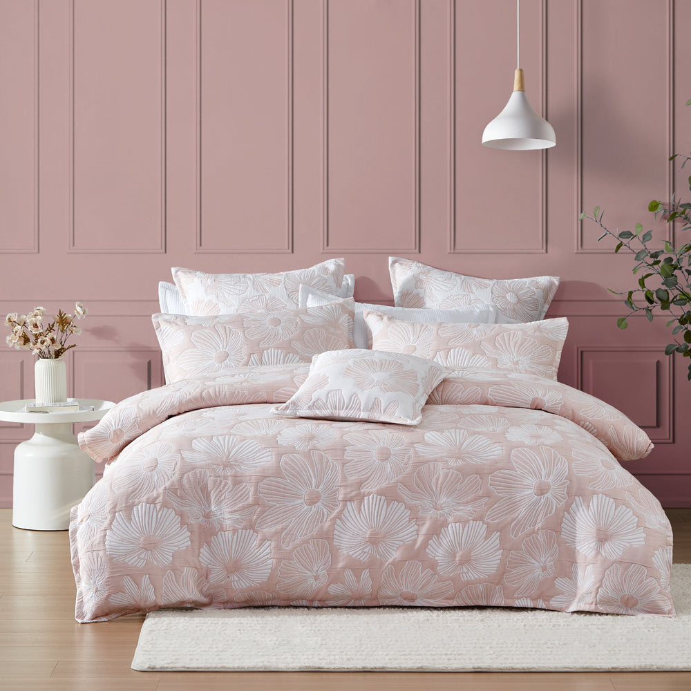 Super King Platinum Poppi Rose Quilt Cover Set with Contemporary Style