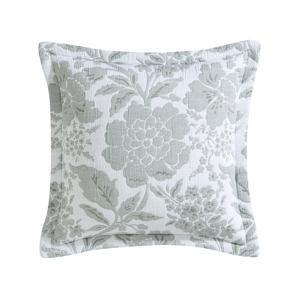 Julieta Thyme Filled Square Cushion with Traditional Floral Design