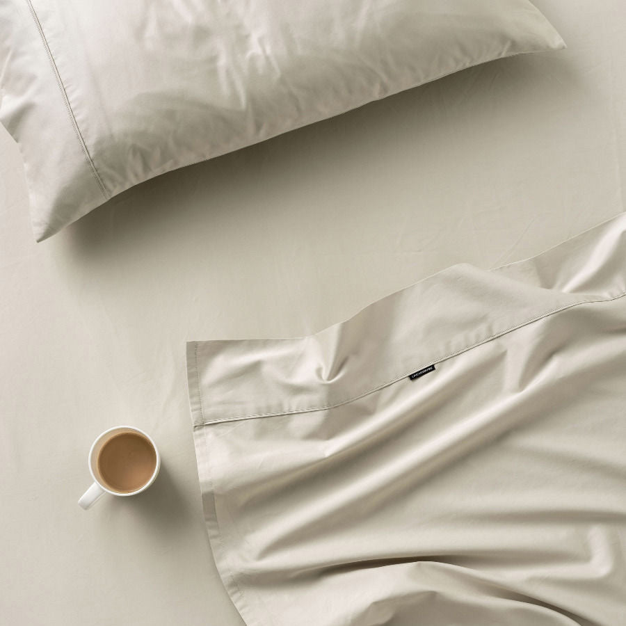 Linen House Augusta 100% Cotton Split King Bed Sheet Set with 500 Thread Count in Taupe Color