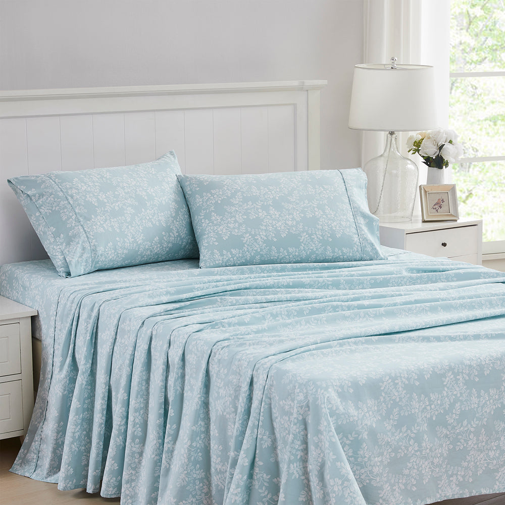 Laura Ashley King Size Burnham Spruce Green Bed Sheet Set