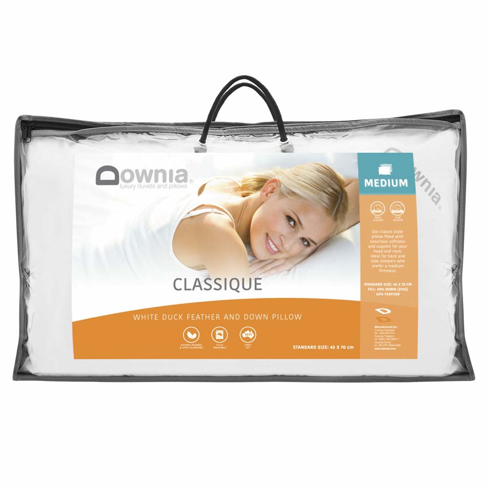 Classique 50 Collection Medium Profile Down and Feather Luxury Pillow for Head and Neck Support