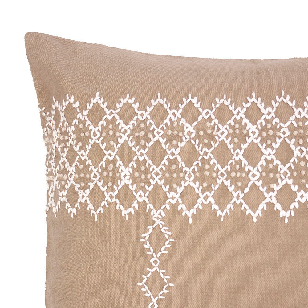 Bambury Marion Latte-colored Square Decorative Filled Pillow Cushion