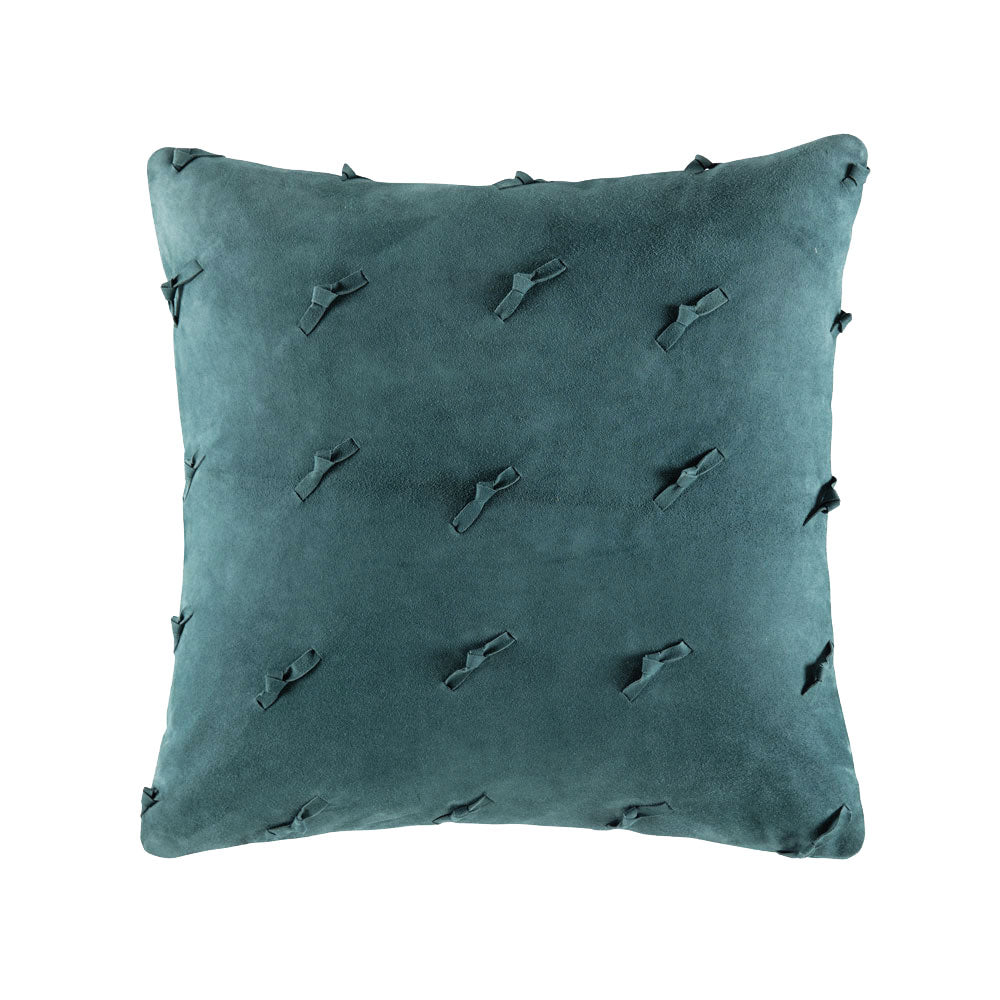 Luxurious KAS Room Nottingham Square Filled Peacock Suede Cushion