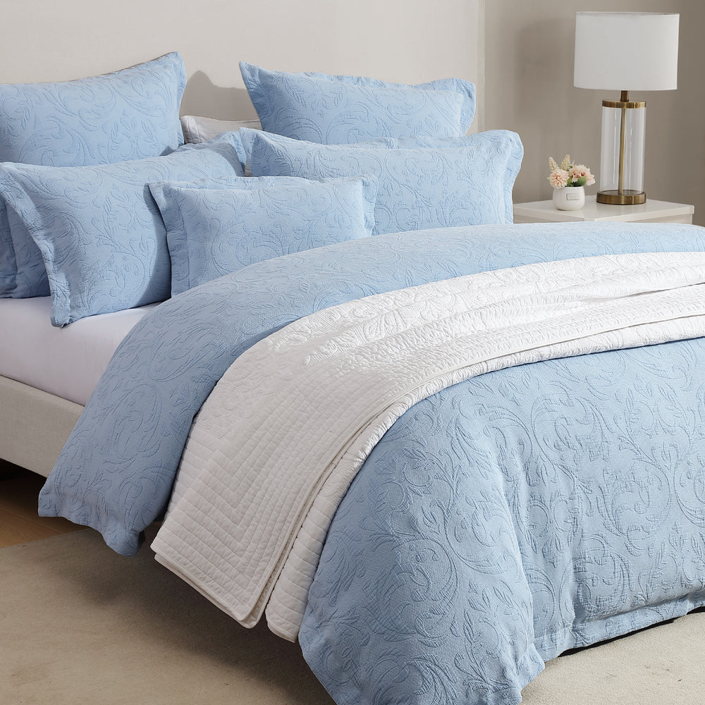Super King Marbella Blue Luxury Quilt Cover Set
