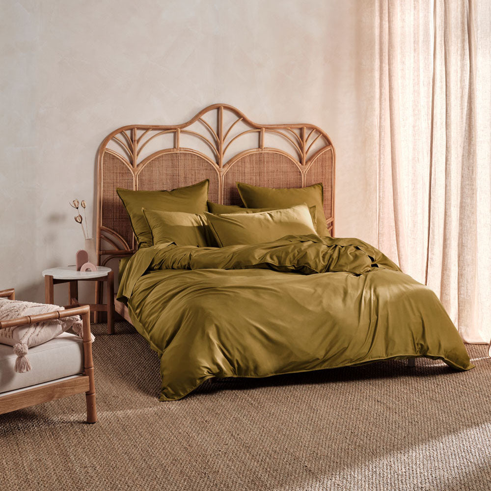 Linen House Luxury Nara Bronze Bamboo Cotton Quilt Cover Set for King Size Bed