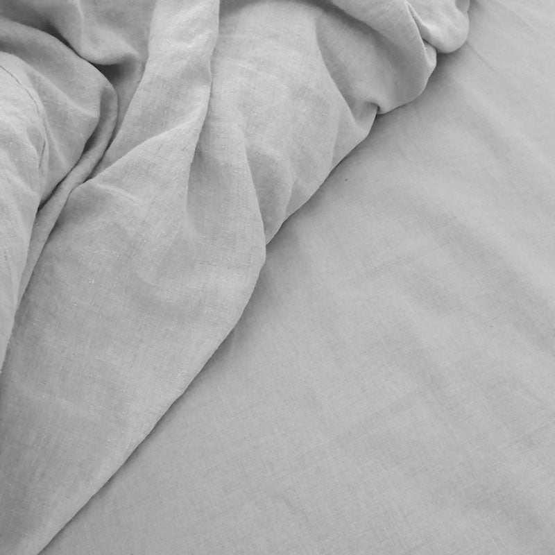 Doux King Size Bed 100% Pure Linen Sheet Set in Elegant Grey Color