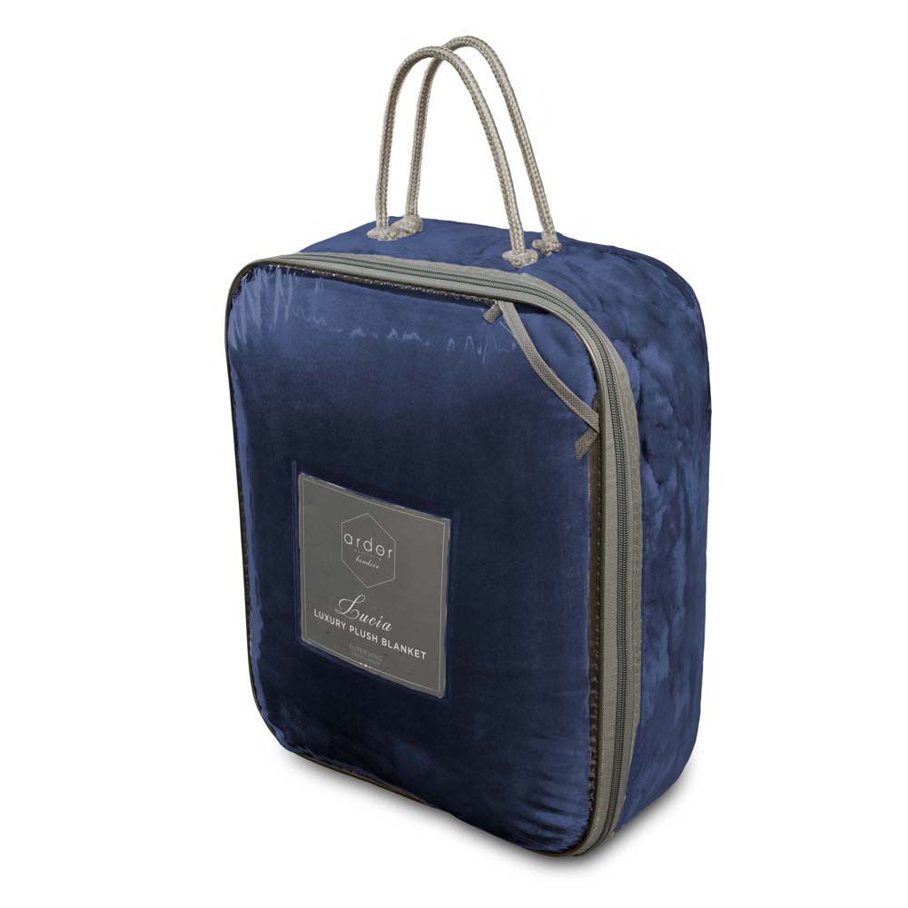 Navy Lucia Super - Soft Plush Blanket for King Single Bed