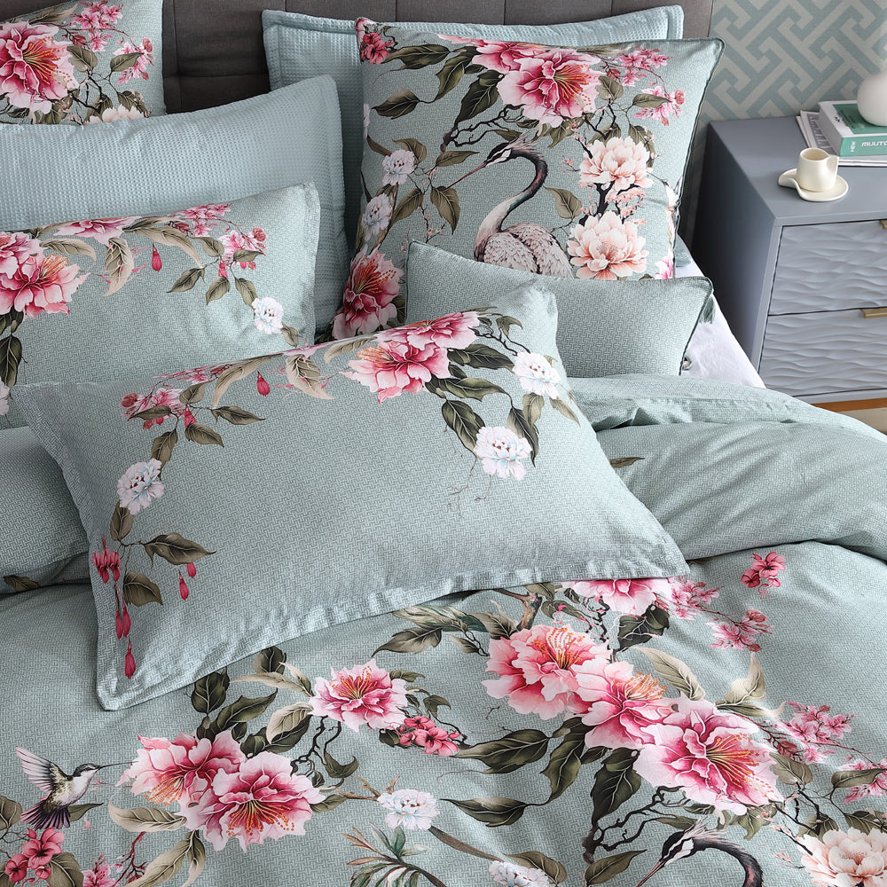 Logan and Mason Lisha Sage Luxury Quilt Cover Set for King-Sized Bed