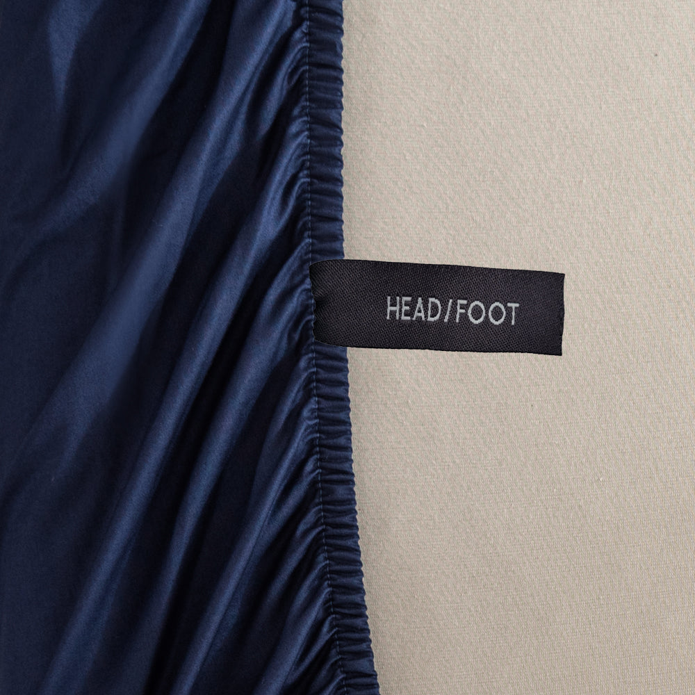 Navy Single Bed 40cm Casey Cotton 400TC Fitted Sheet & Pillowcase Combo
