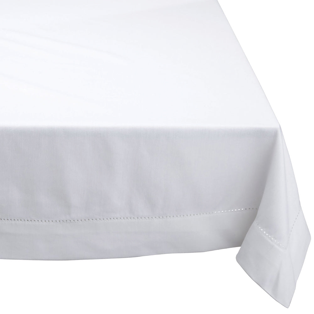 150cm x 260cm White Rectangle Hemstitch Tablecloth for Elegant Dining