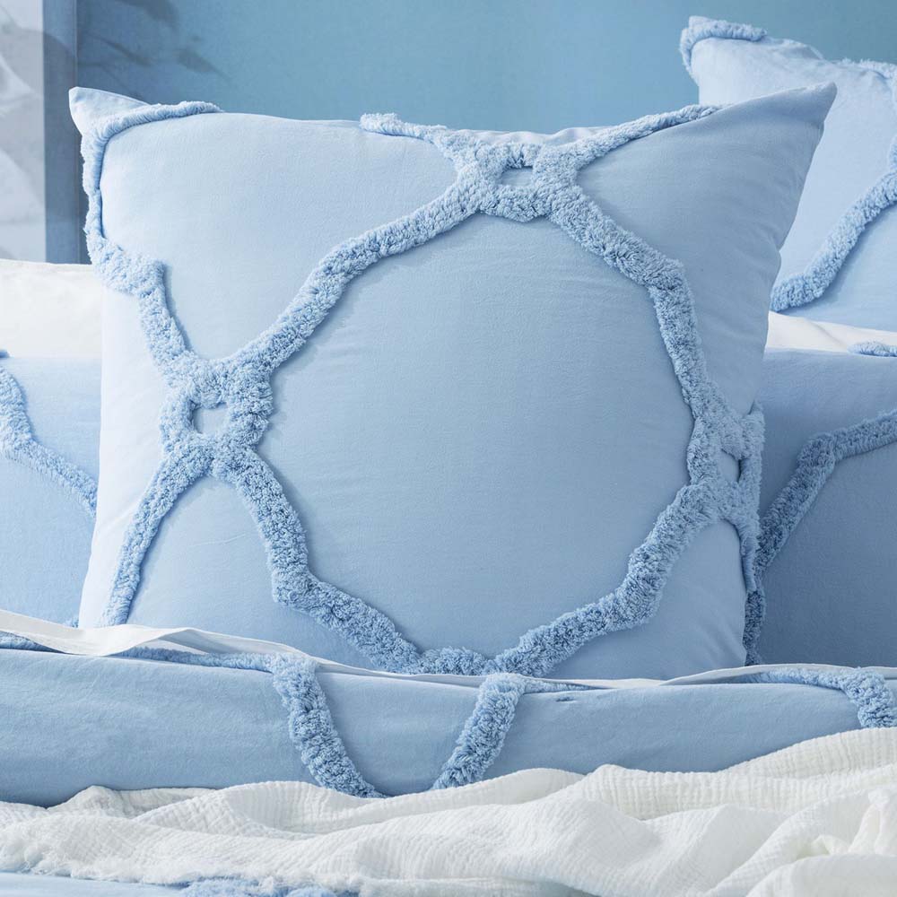 European Style Moroccan Sky Vintage-Washed Cotton Tufted Chenille Blend Pillowcase