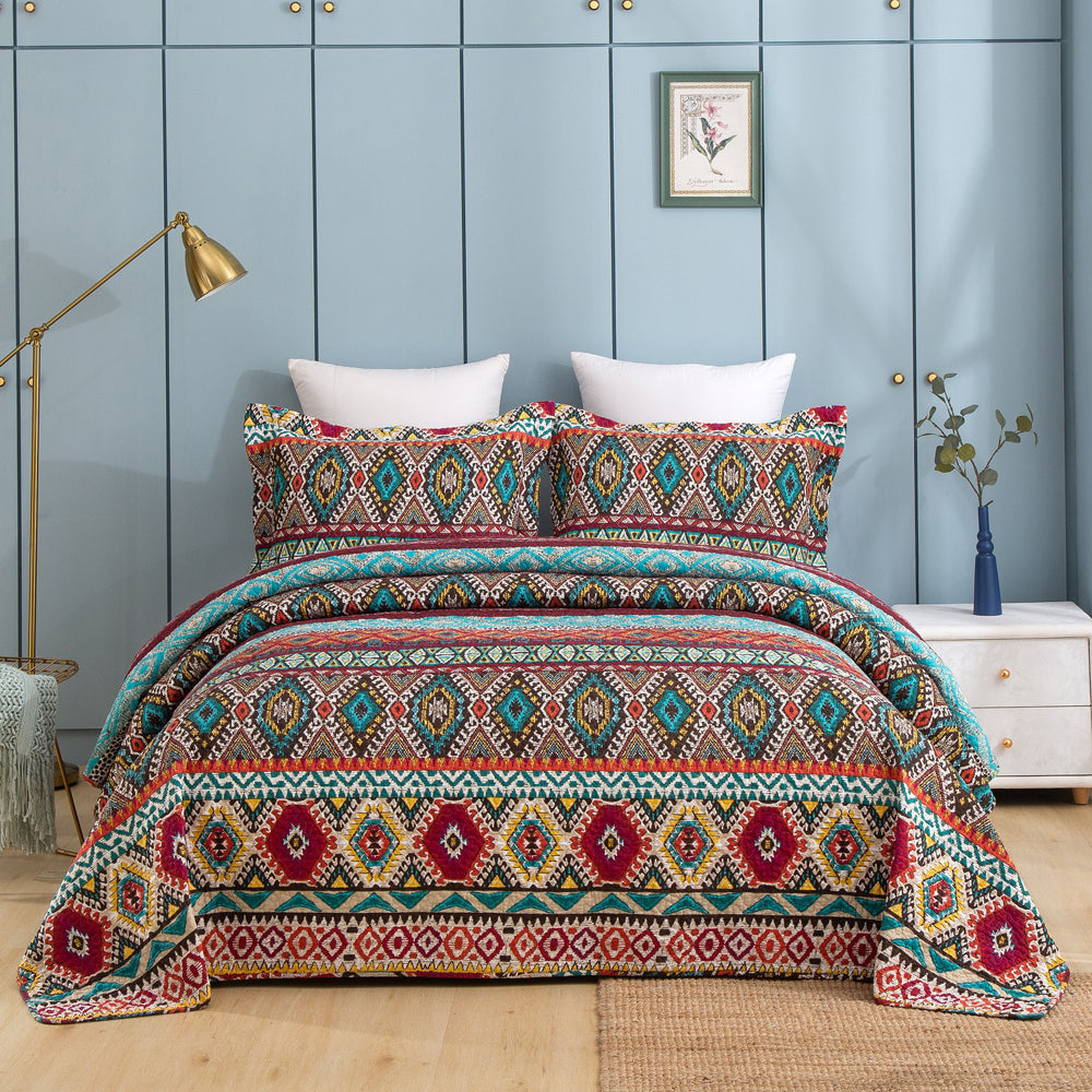 Azura Super King Multicolored Diamond Pattern Coverlet Set