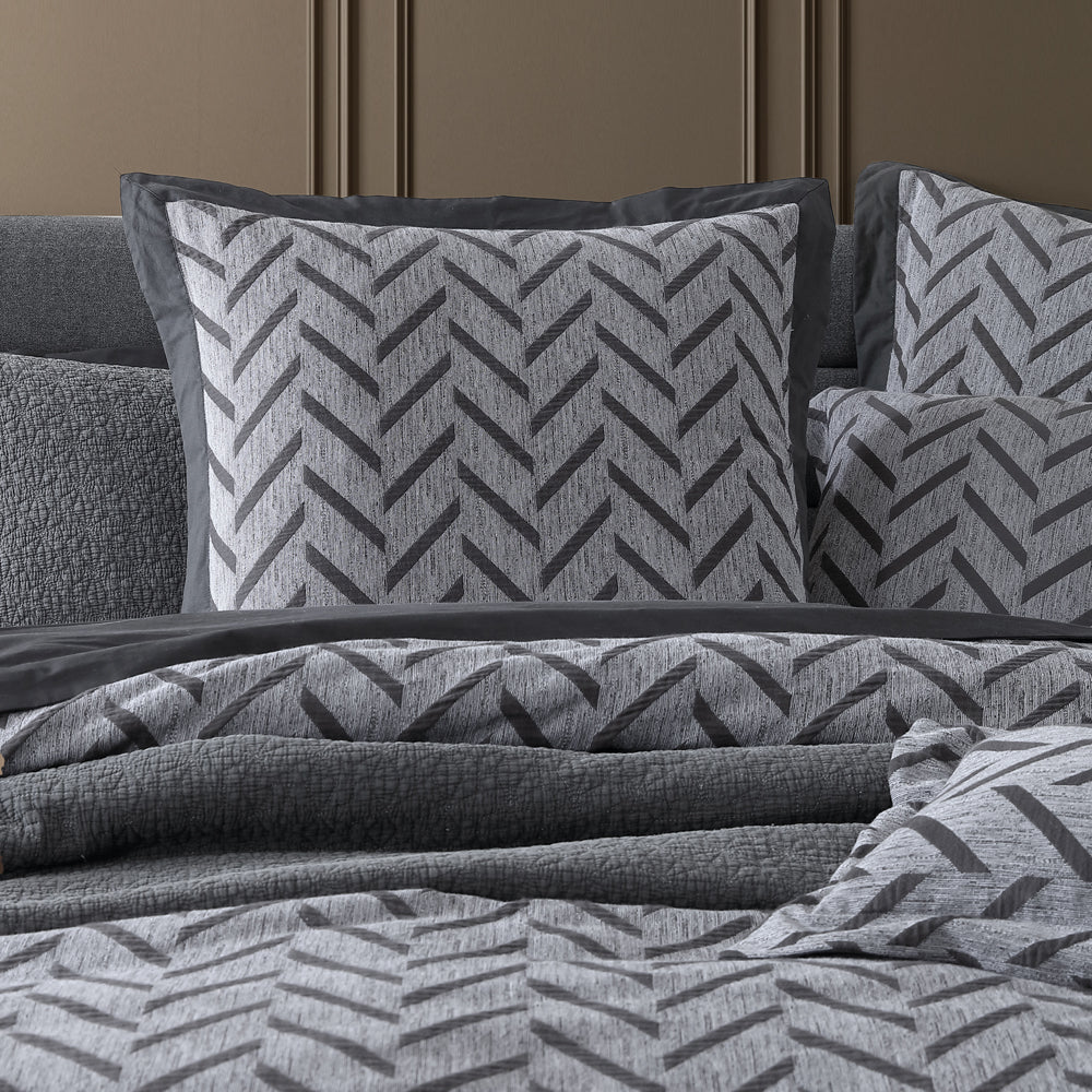 Super King Size Westport Charcoal Quilt Cover Set from the Private Collection
