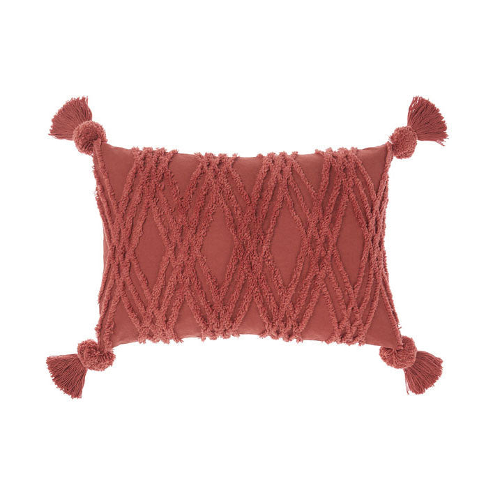 Linen House Long Solange Paprika Decorative Filled Cushion for Bedroom or Living Space