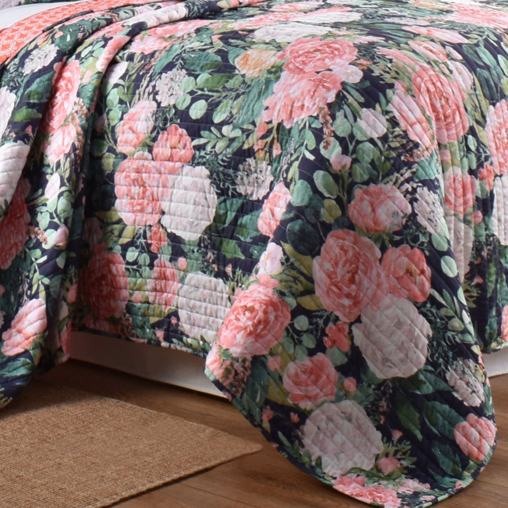 Queens Bed Coverlet Set for King Single Size Bed with Floral and Geometric Designs