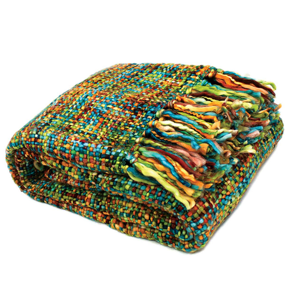 Soft and Colorful Oslo Acrylic Peacock - Patterned Throw for Summer