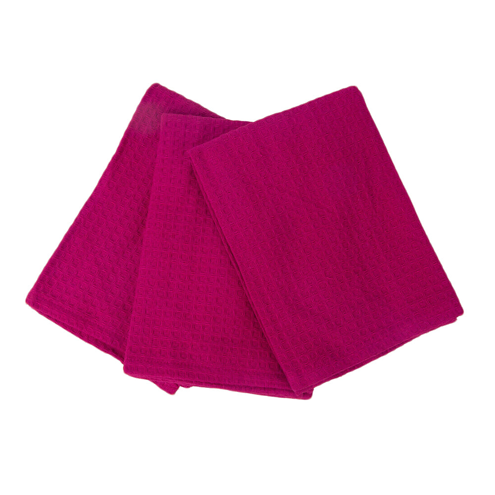Hot Pink London Waffle Tea Towels | Set of 3