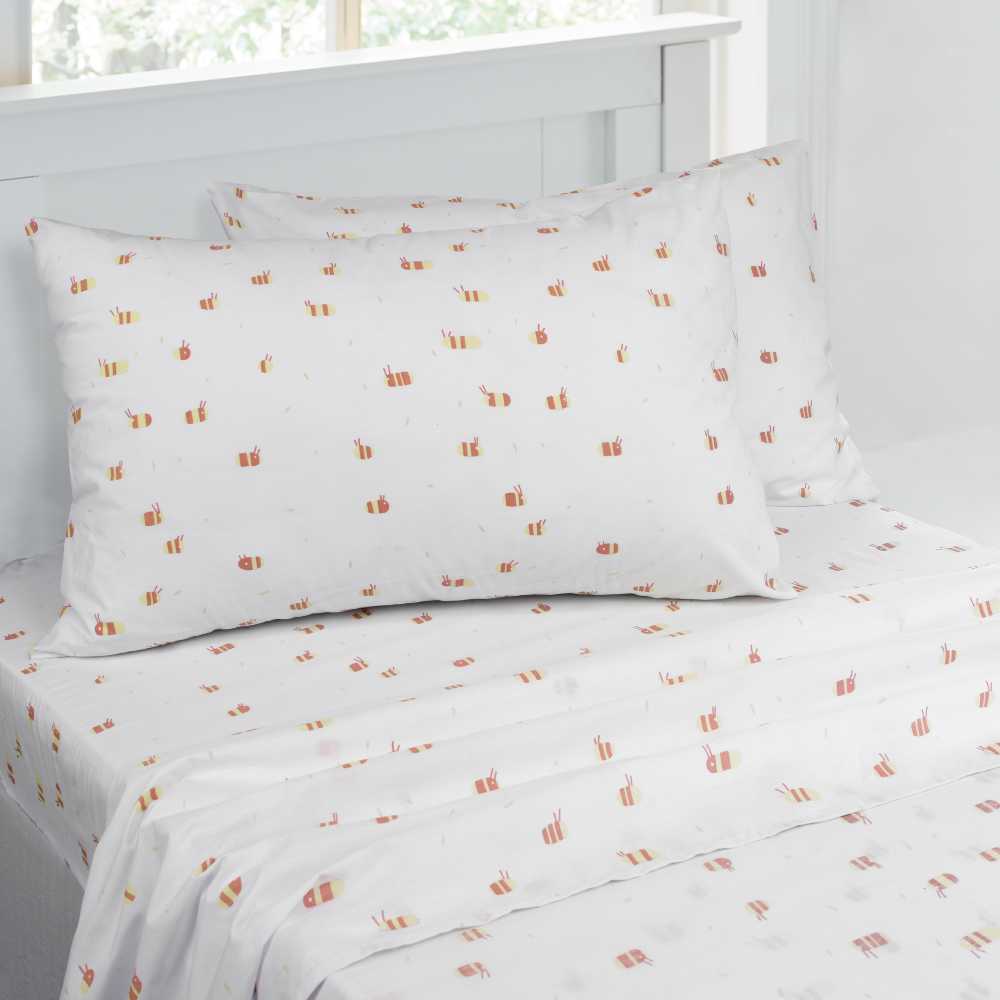 Jelly Bean Kids Bumble Multi Bed Sheet Set for Double Bed with Tiny Bee Prints