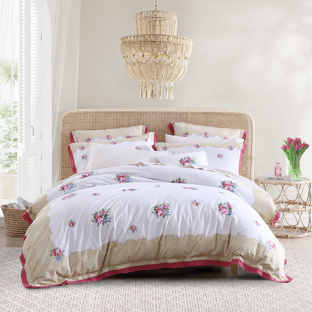 Luxurious Royal Albert Bouquet Scroll King - Size Quilt Cover Set