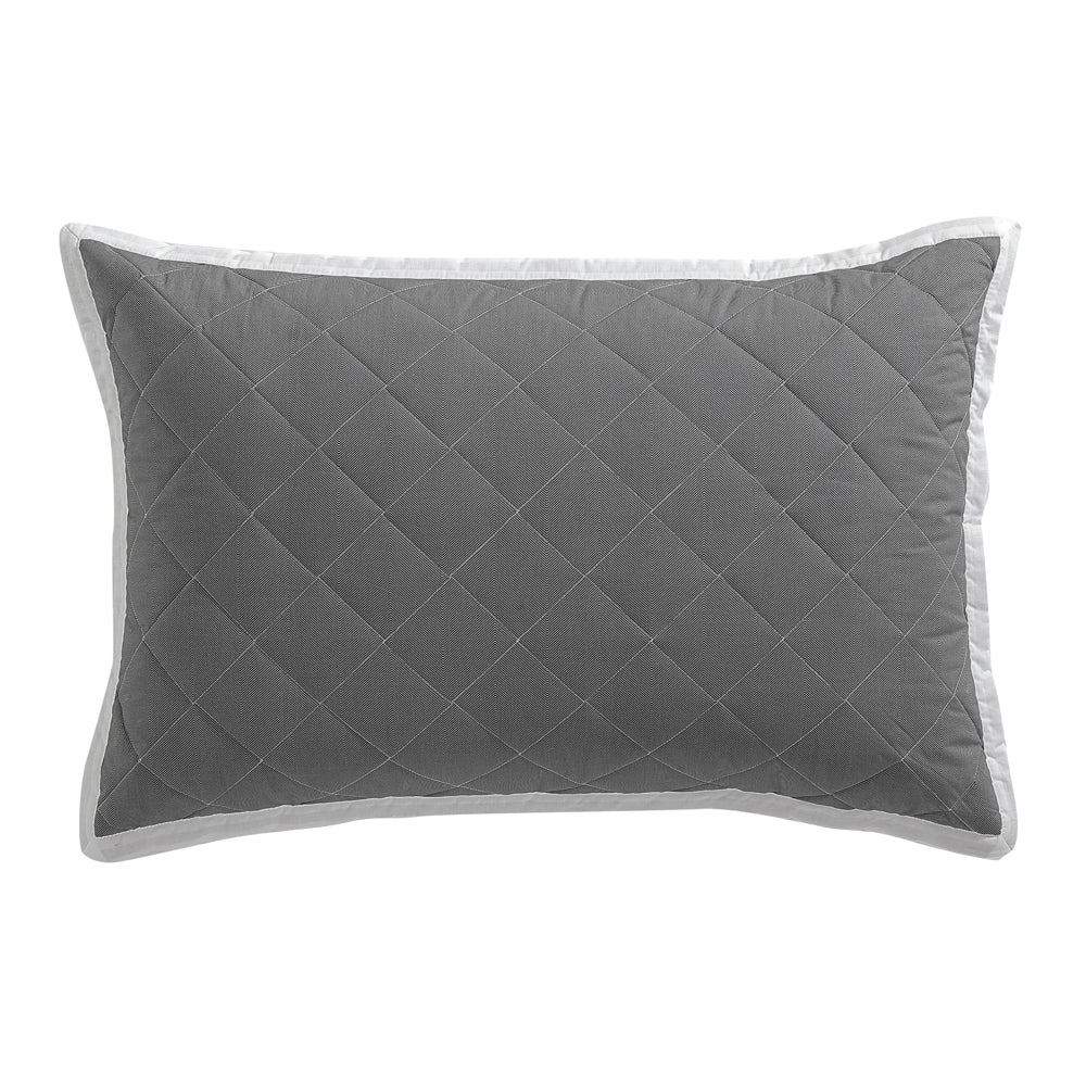 Two-Piece Set of Essex Charcoal Pillowshams | Pair of Pillow Decorations