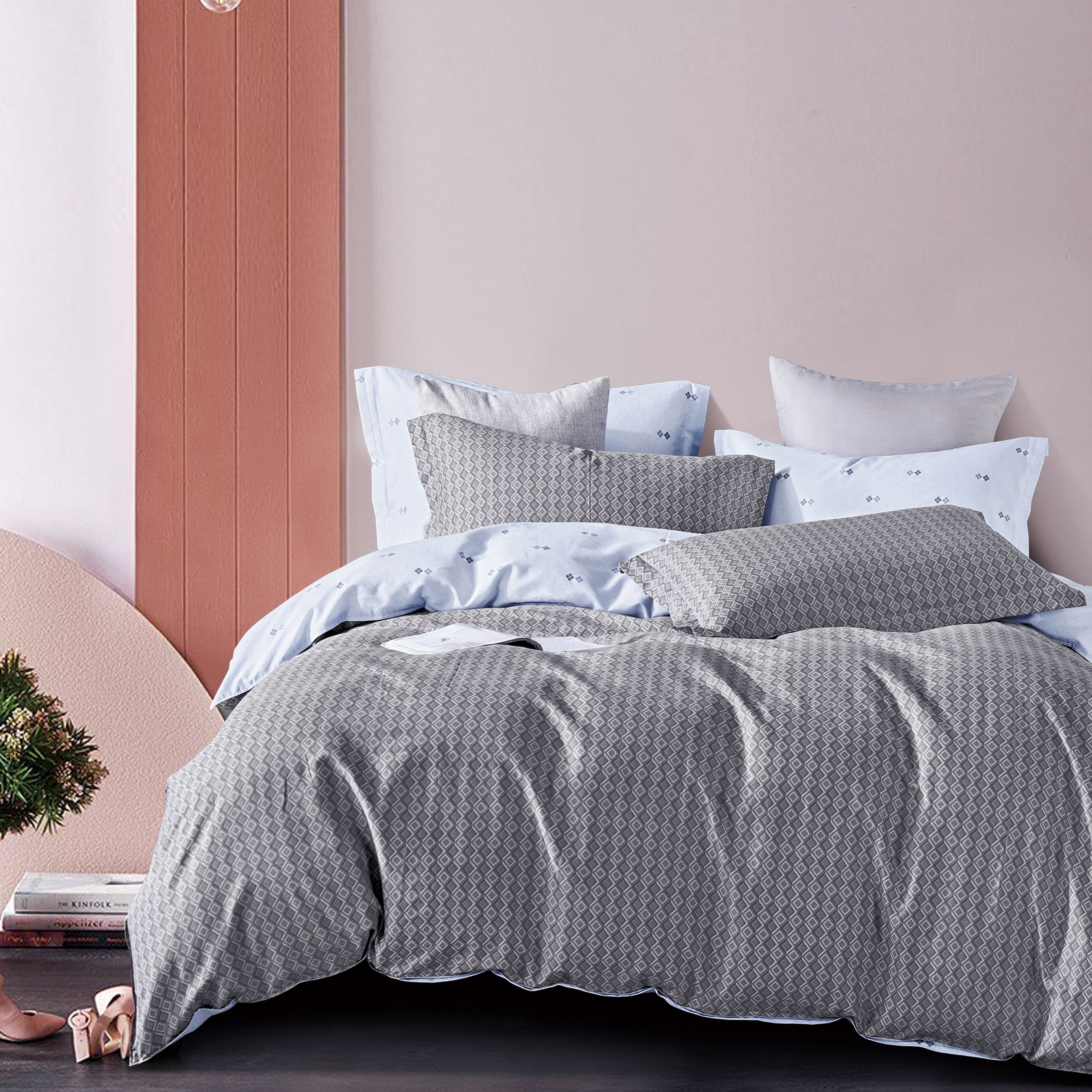 Samm Soft Muted Grey Quilt Cover Set for King - Sized Bed