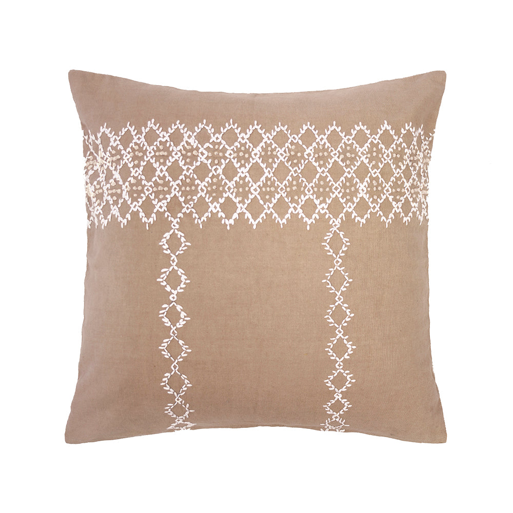 Bambury Marion Latte-colored Square Decorative Filled Pillow Cushion