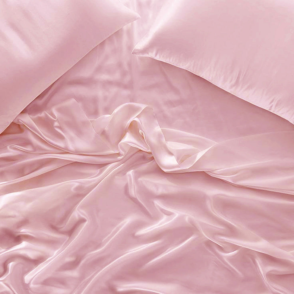 Luxurious Mia Grace Satin Tea Rose Bed Sheet Set for King Single Bed