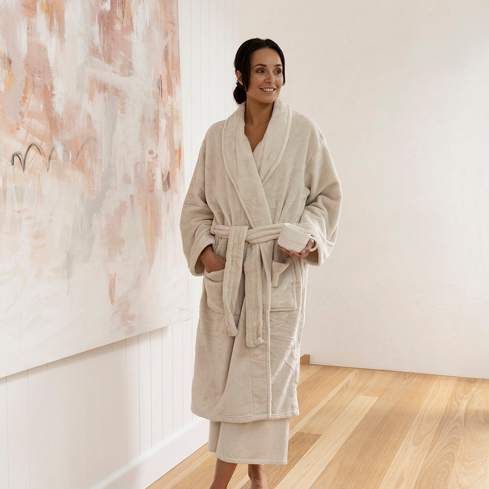 Soft Microplush Stone Bathrobe in Medium/Large Sizes