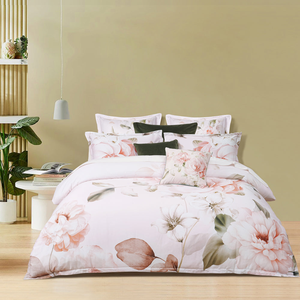 Layla Soft Cotton Sateen White Queen Bed Quilt Cover Set