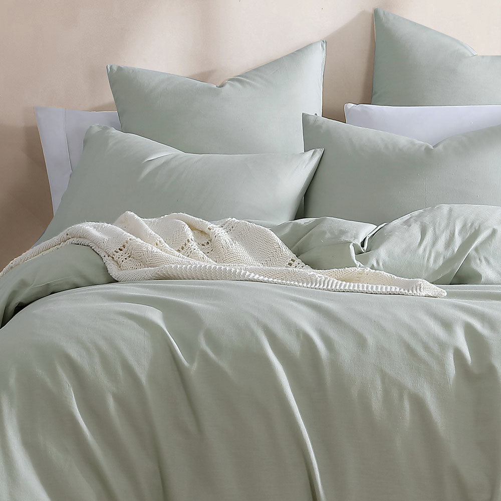Ultra - Soft Serene Celadon Quilt Cover Set for Super King Bed