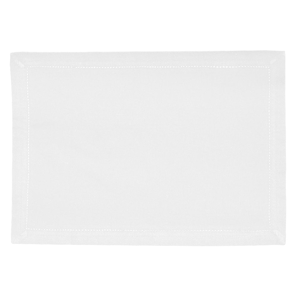 Set of Two White Hemstitched Table Placemats for Dining